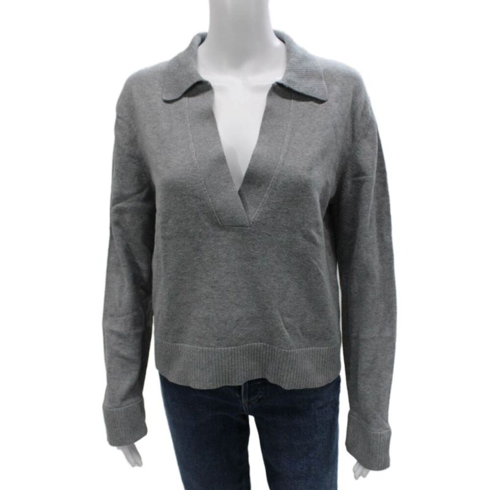 Simkhai Womens Collared Pullover Sweater Gray Cotton Cashmere Size S